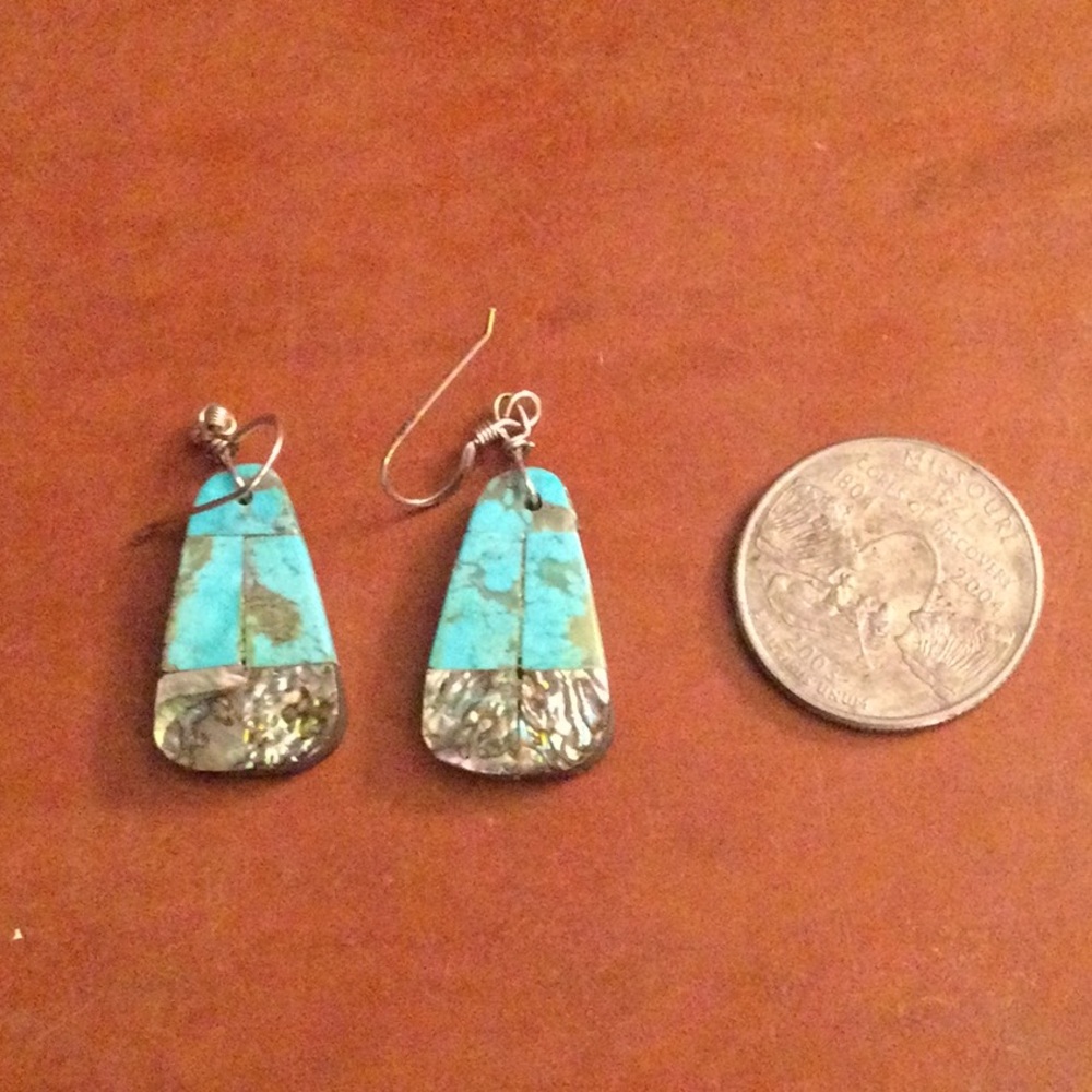 Native American Turquoise and Abalone Earrings